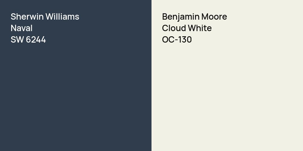 Sherwin Williams Naval vs. Benjamin Moore Cloud White