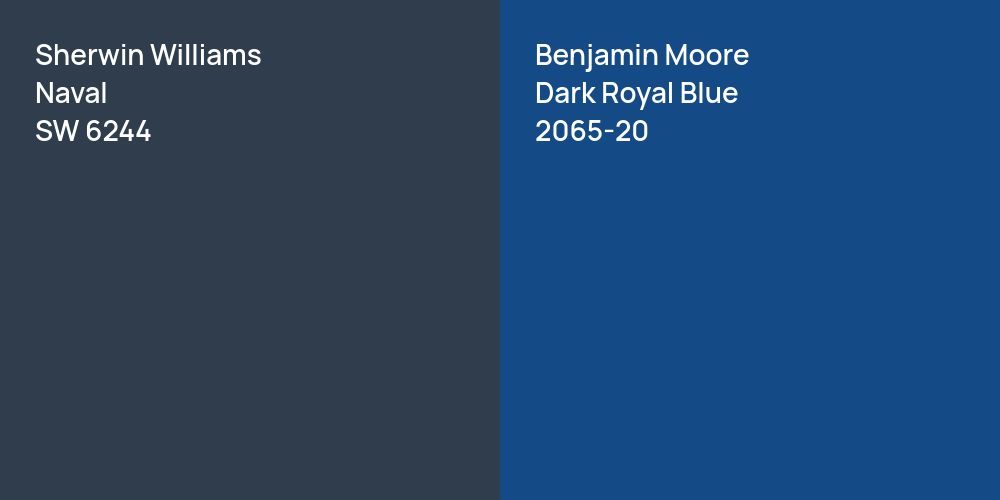 Sherwin Williams Naval vs. Benjamin Moore Dark Royal Blue