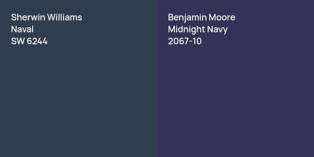 Sherwin Williams Naval vs. Benjamin Moore Midnight Navy