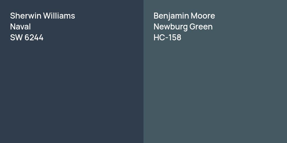 Sherwin Williams Naval vs. Benjamin Moore Newburg Green