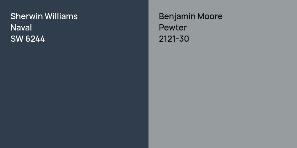 Sherwin Williams Naval vs. Benjamin Moore Pewter