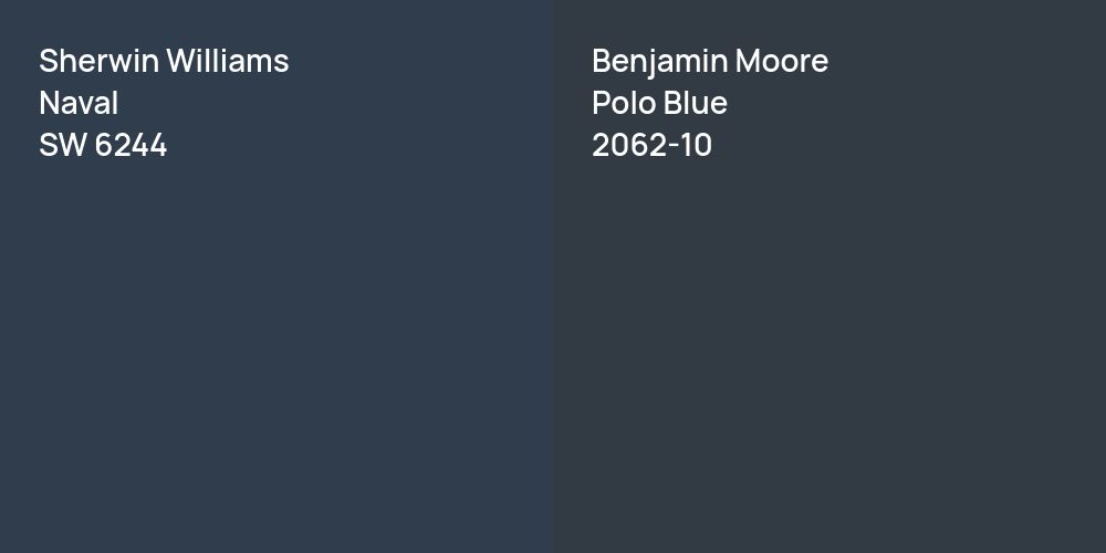 Sherwin Williams Naval vs. Benjamin Moore Polo Blue