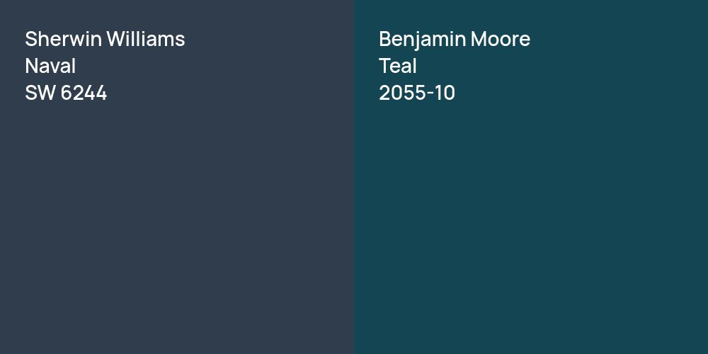 Sherwin Williams Naval vs. Benjamin Moore Teal