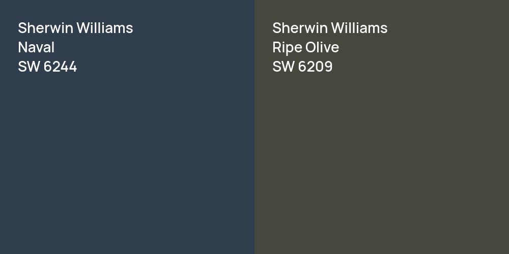 Sherwin Williams Naval vs. Sherwin Williams Ripe Olive