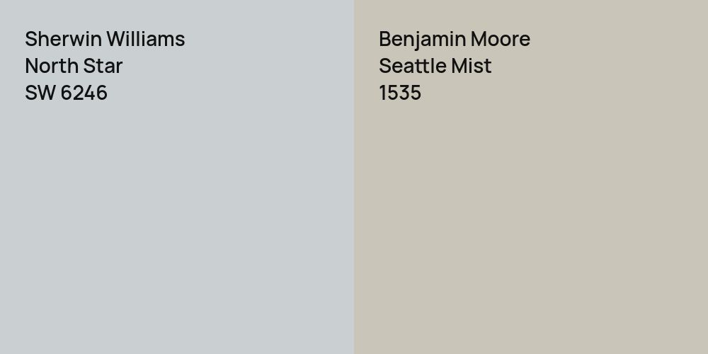 Sherwin Williams North Star vs. Benjamin Moore Seattle Mist