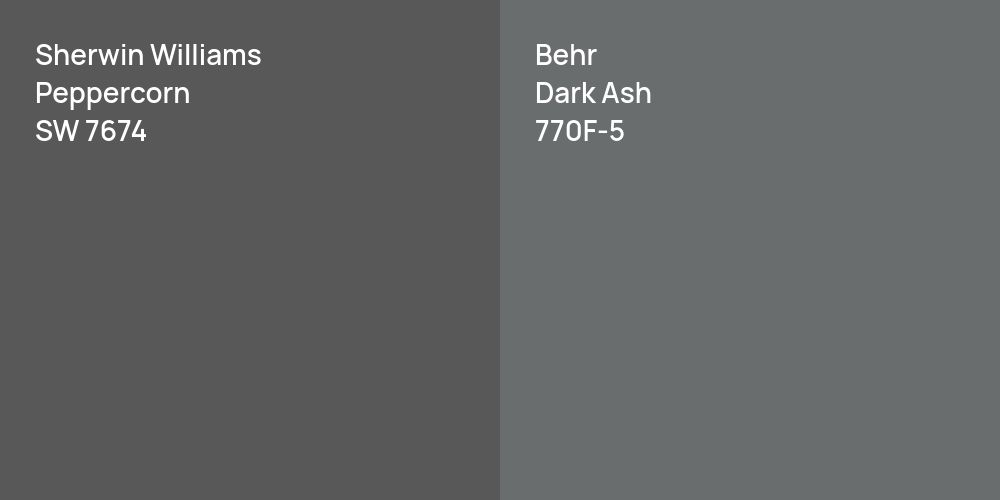 Sherwin Williams Peppercorn vs. Behr Dark Ash