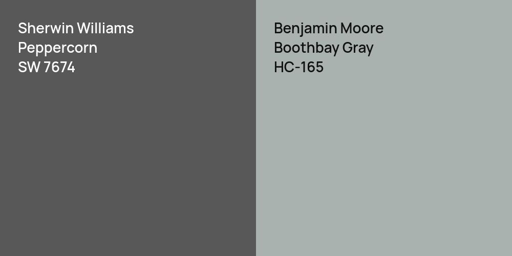 Sherwin Williams Peppercorn vs. Benjamin Moore Boothbay Gray