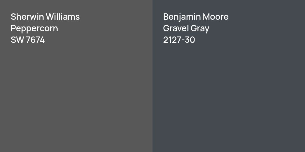 Sherwin Williams Peppercorn vs. Benjamin Moore Gravel Gray