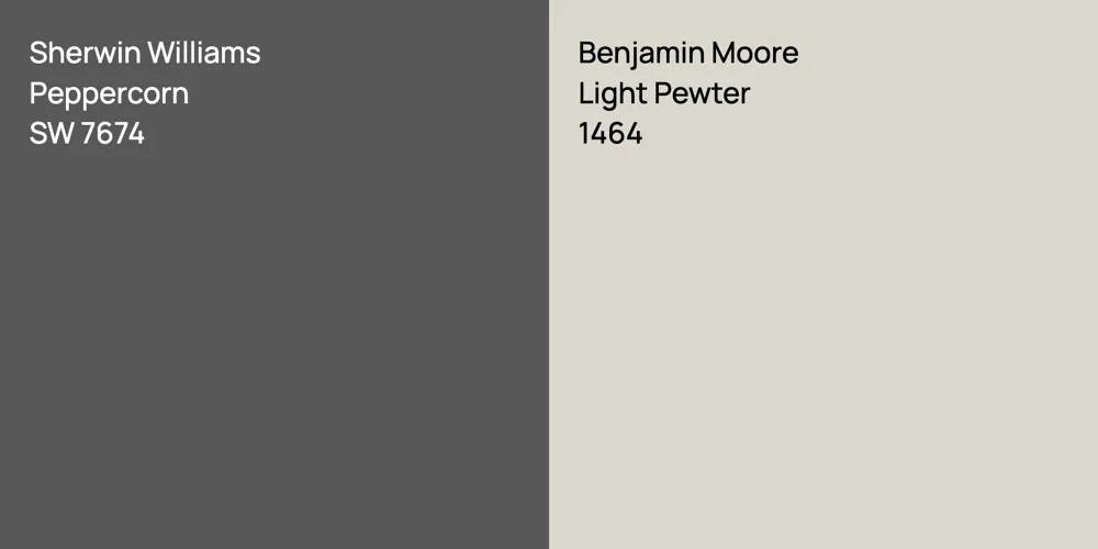 Sherwin Williams Peppercorn vs. Benjamin Moore Light Pewter