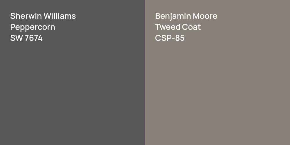 Sherwin Williams Peppercorn vs. Benjamin Moore Tweed Coat