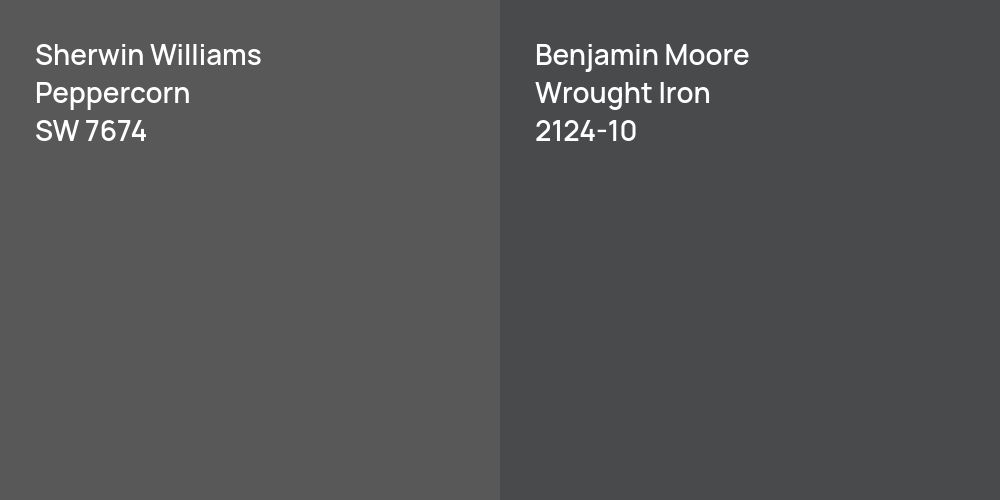 Sherwin Williams Peppercorn vs. Benjamin Moore Wrought Iron