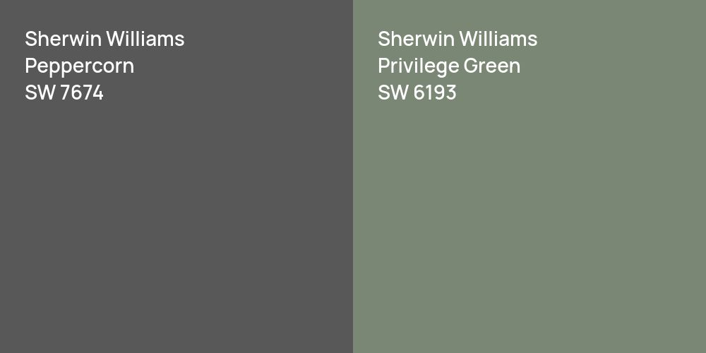 Sherwin Williams Peppercorn vs. Sherwin Williams Privilege Green