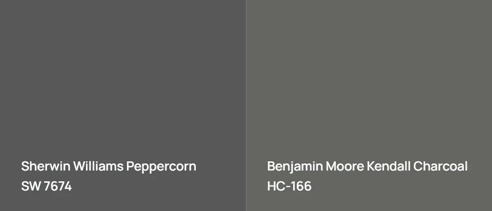 Sherwin Williams Peppercorn SW 7674 vs Benjamin Moore Kendall Charcoal HC-166