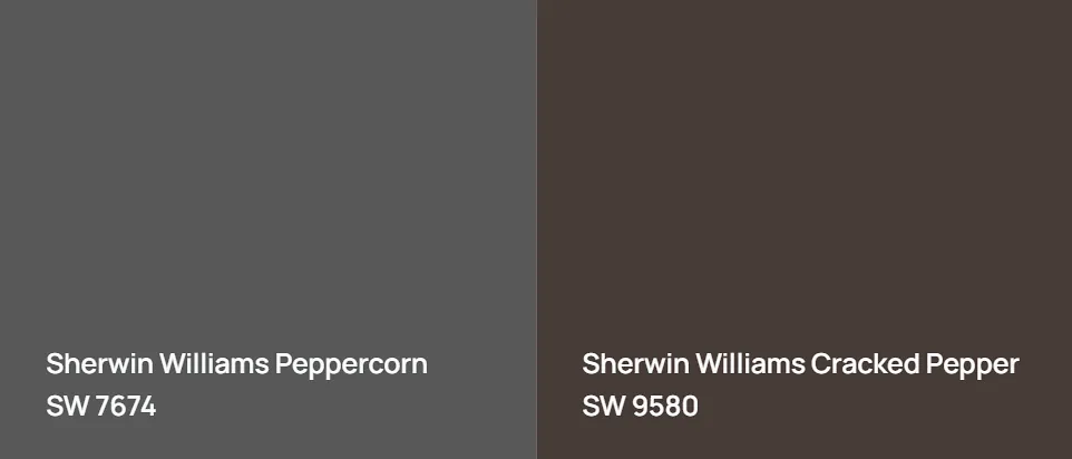 Sherwin Williams Peppercorn SW 7674 vs Sherwin Williams Cracked Pepper SW 9580