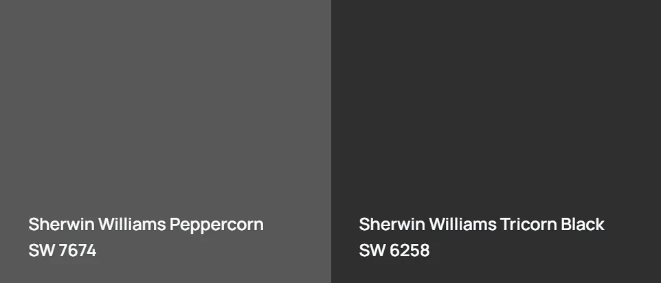Sherwin Williams Peppercorn SW 7674 vs Sherwin Williams Tricorn Black SW 6258