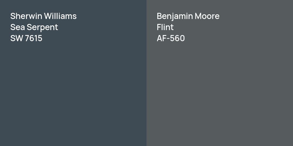 Sherwin Williams Sea Serpent vs. Benjamin Moore Flint