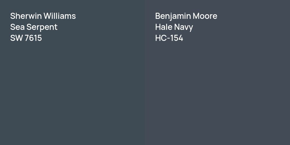 Sherwin Williams Sea Serpent vs. Benjamin Moore Hale Navy