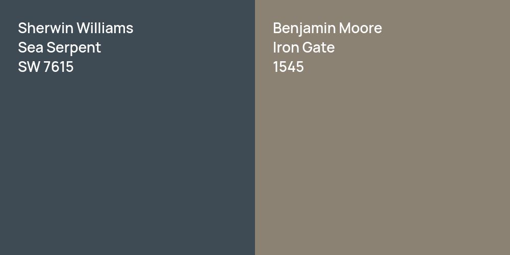 Sherwin Williams Sea Serpent vs. Benjamin Moore Iron Gate