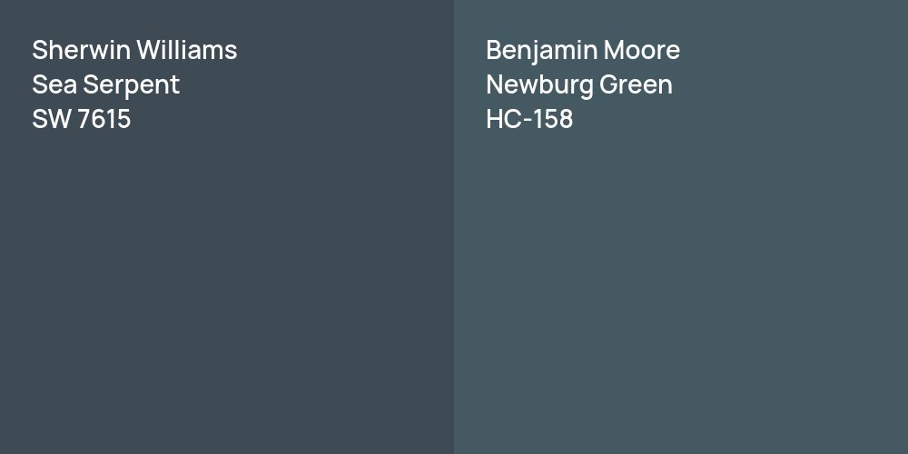 Sherwin Williams Sea Serpent vs. Benjamin Moore Newburg Green