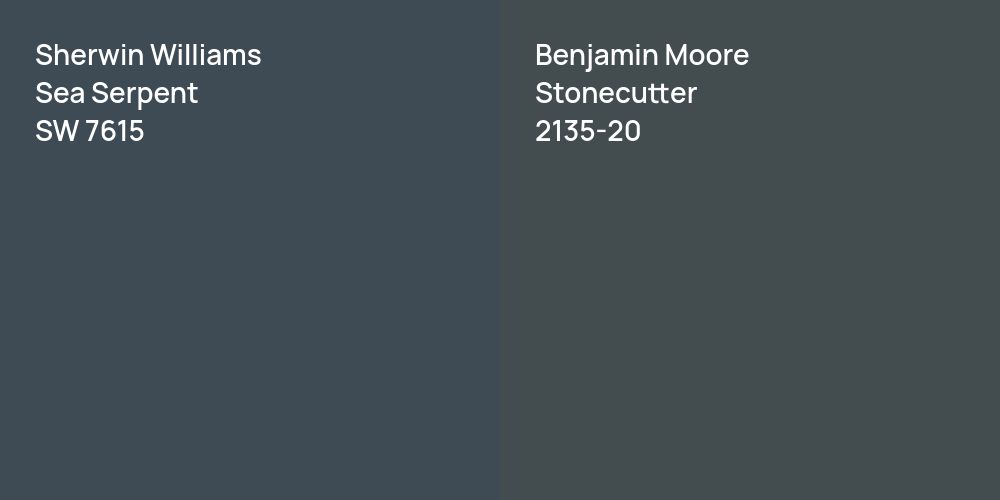 Sherwin Williams Sea Serpent vs. Benjamin Moore Stonecutter