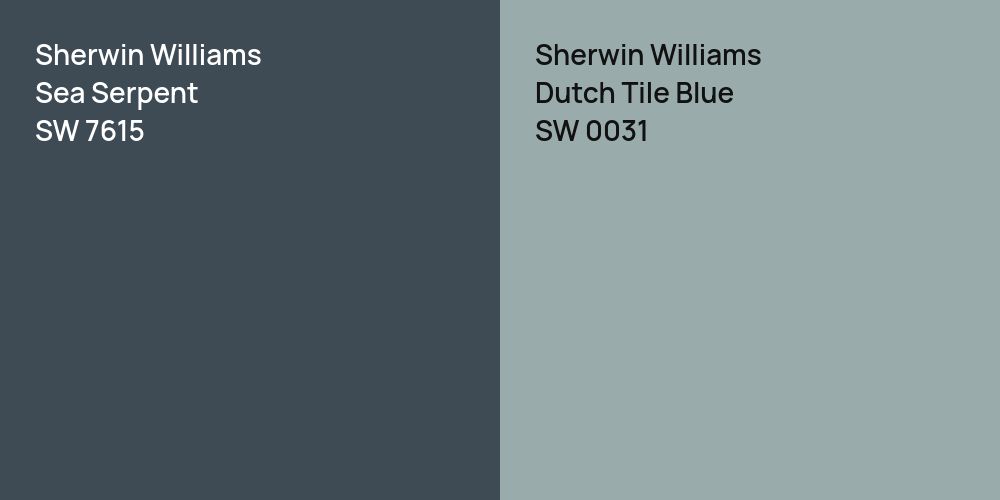 Sherwin Williams Sea Serpent vs. Sherwin Williams Dutch Tile Blue