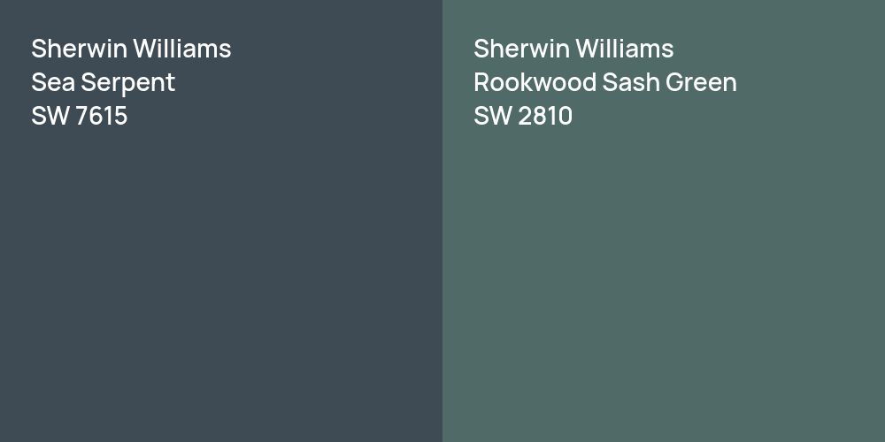 Sherwin Williams Sea Serpent vs. Sherwin Williams Rookwood Sash Green