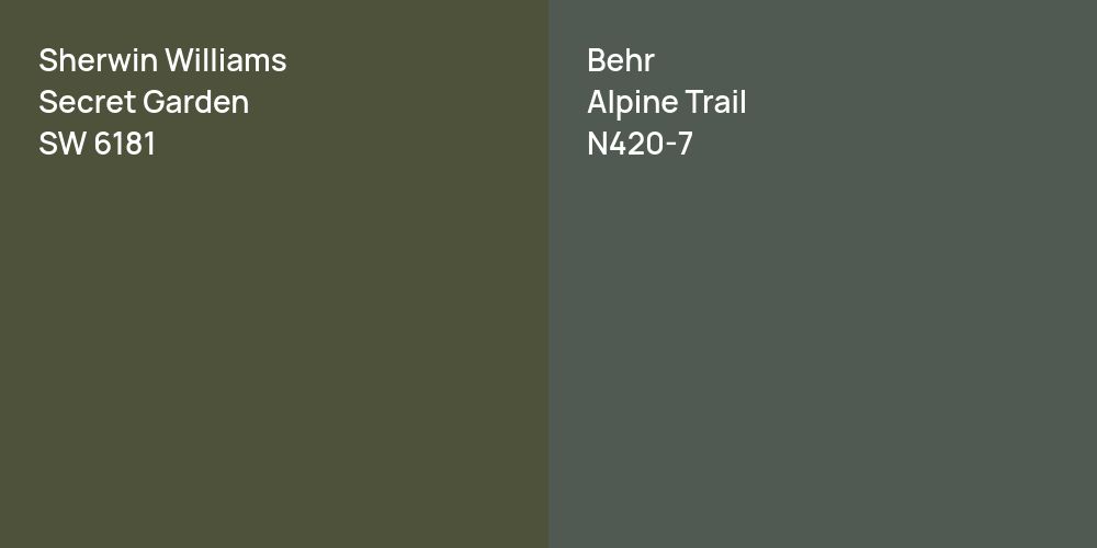 Sherwin Williams Secret Garden vs. Behr Alpine Trail