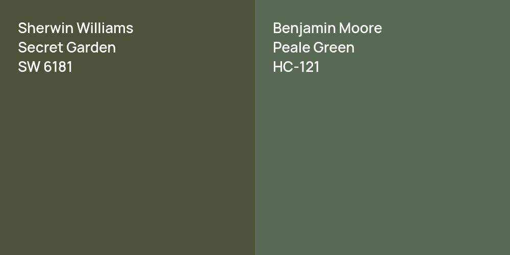 Sherwin Williams Secret Garden vs. Benjamin Moore Peale Green