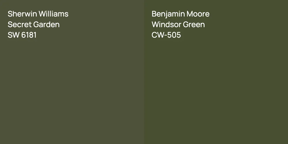 Sherwin Williams Secret Garden vs. Benjamin Moore Windsor Green