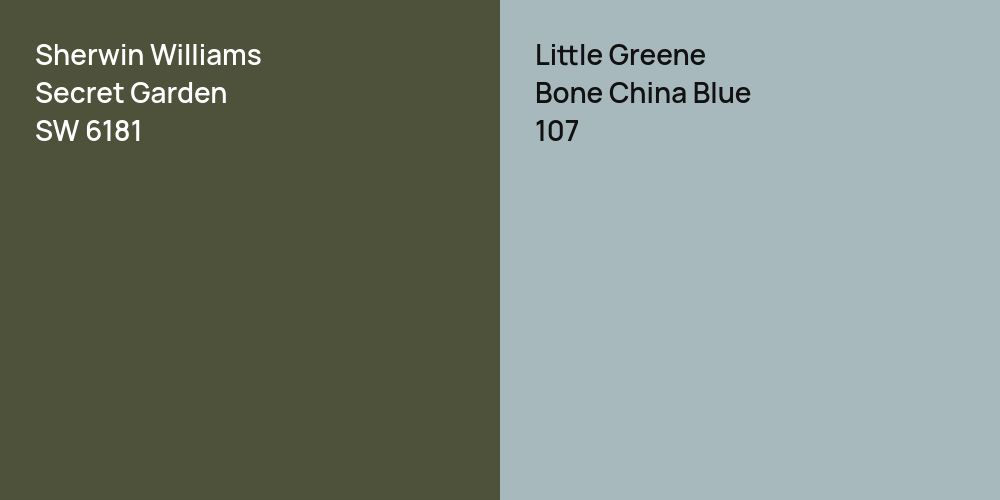 Sherwin Williams Secret Garden vs. Little Greene Bone China Blue