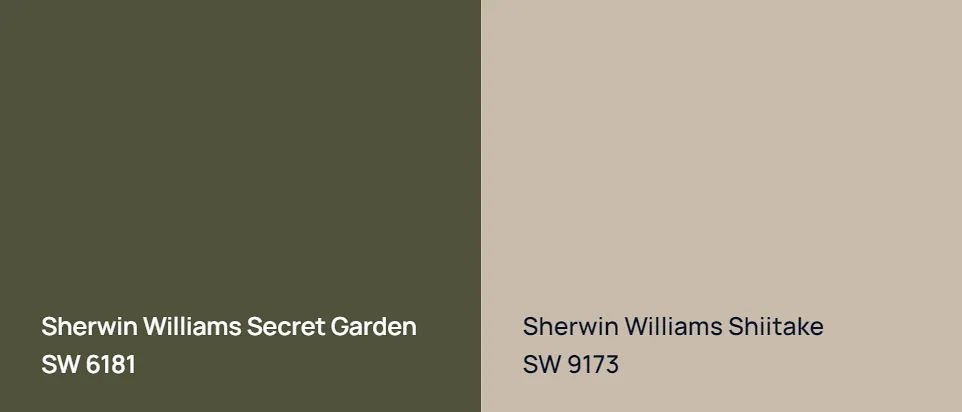 Sherwin Williams Secret Garden SW 6181 vs Sherwin Williams Shiitake SW 9173