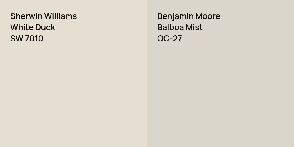 Sherwin Williams White Duck vs. Benjamin Moore Balboa Mist