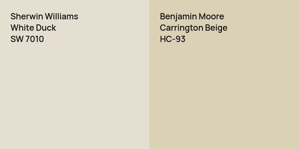 Sherwin Williams White Duck vs. Benjamin Moore Carrington Beige