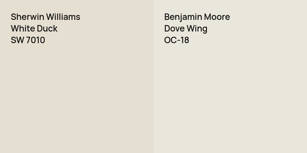 Sherwin Williams White Duck vs. Benjamin Moore Dove Wing