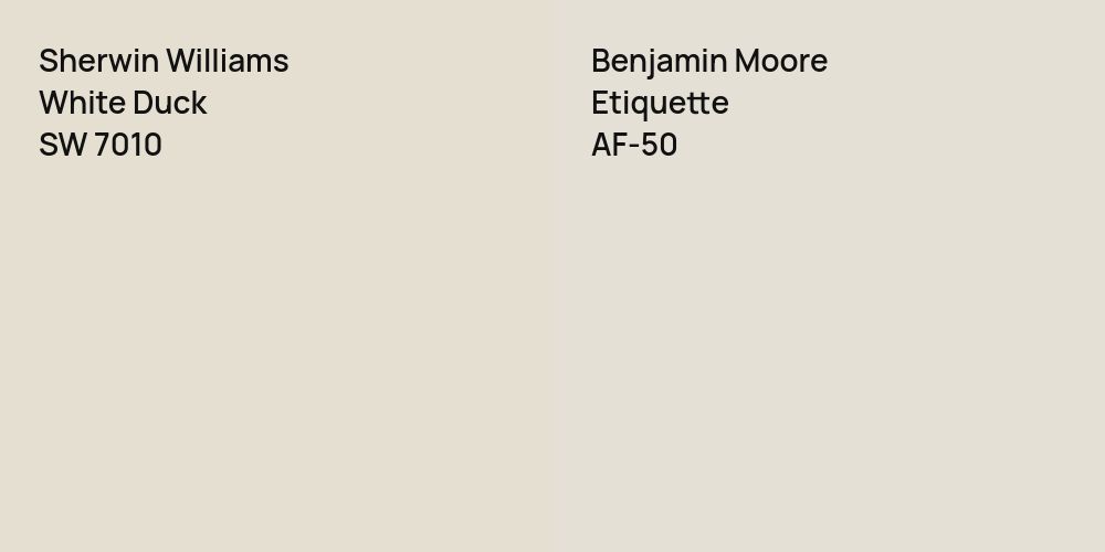 Sherwin Williams White Duck vs. Benjamin Moore Etiquette