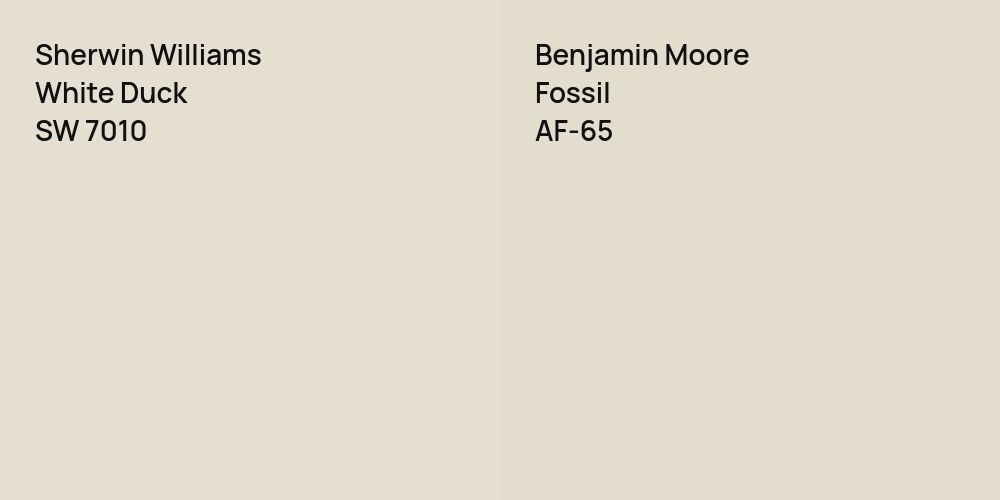 Sherwin Williams White Duck vs. Benjamin Moore Fossil