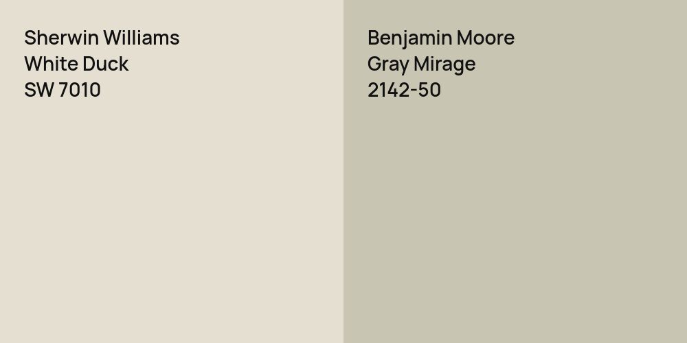 Sherwin Williams White Duck vs. Benjamin Moore Gray Mirage