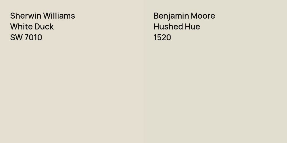 Sherwin Williams White Duck vs. Benjamin Moore Hushed Hue