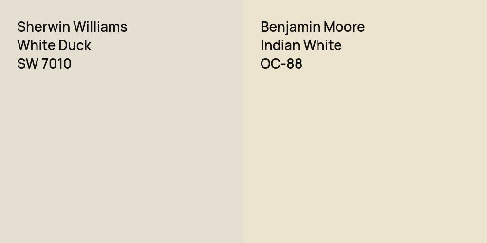 Sherwin Williams White Duck vs. Benjamin Moore Indian White