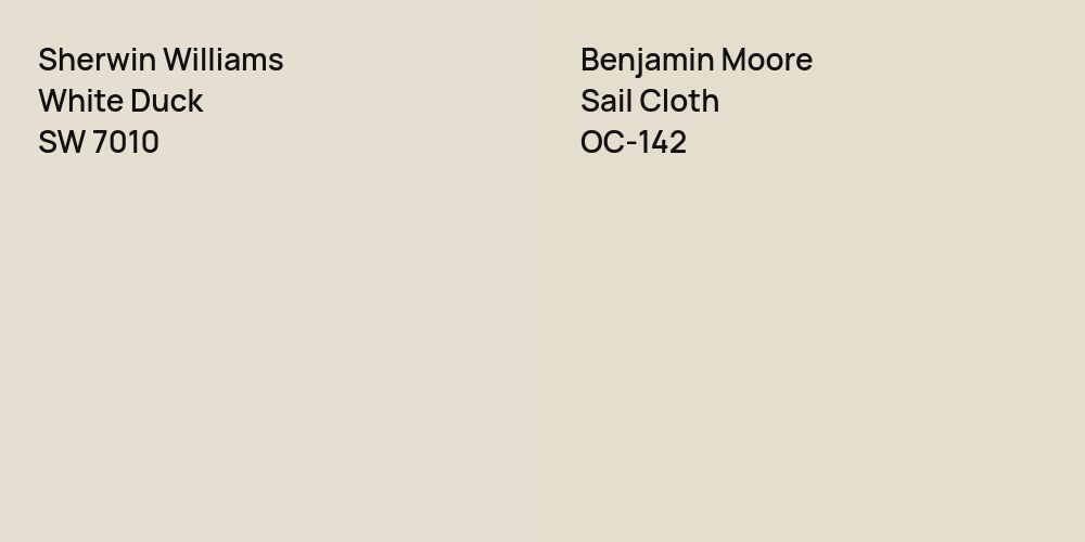 Sherwin Williams White Duck vs. Benjamin Moore Sail Cloth