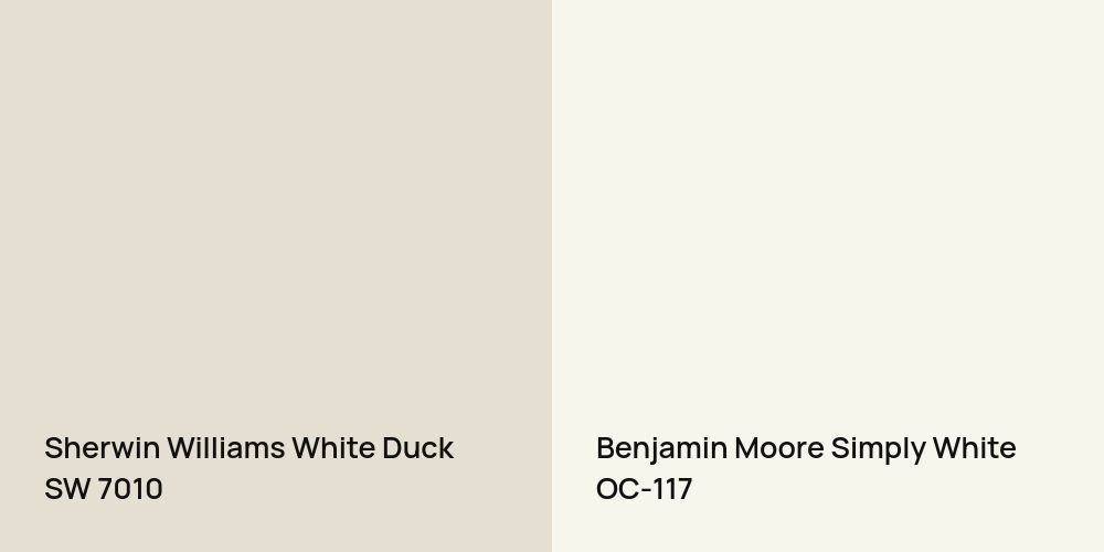 Sherwin Williams White Duck vs. Benjamin Moore Simply White