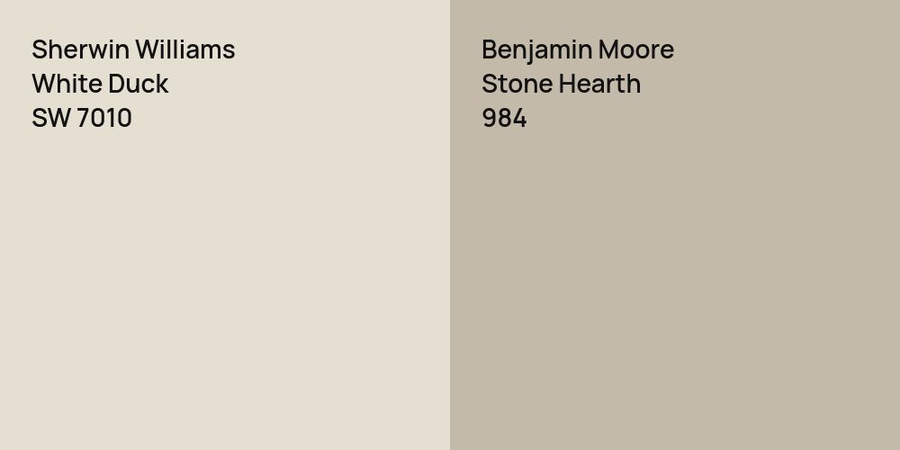 Sherwin Williams White Duck vs. Benjamin Moore Stone Hearth