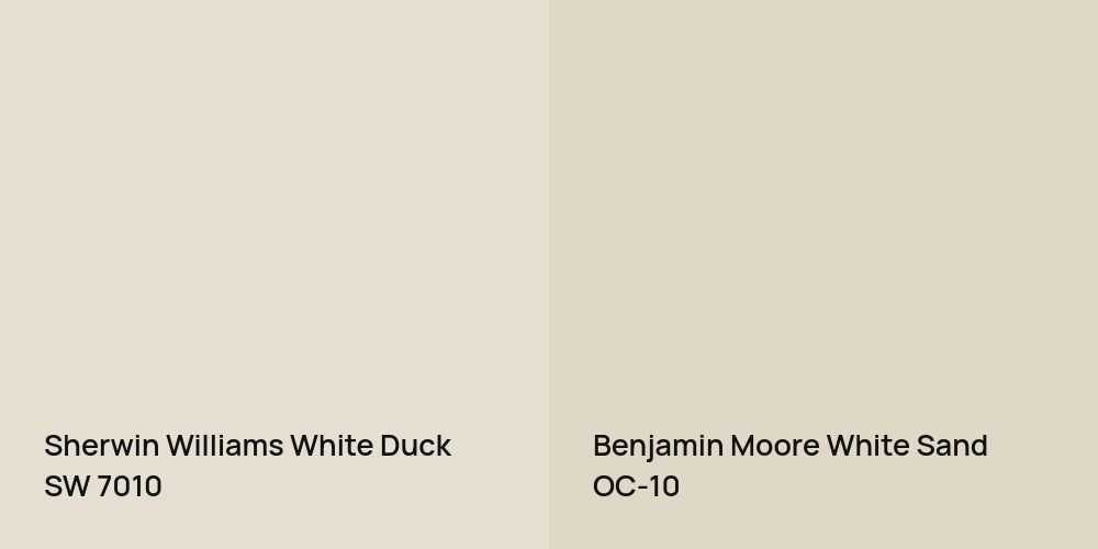 Sherwin Williams White Duck vs. Benjamin Moore White Sand