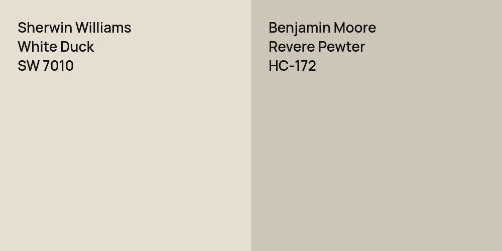 Sherwin Williams White Duck vs. Benjamin Moore Revere Pewter