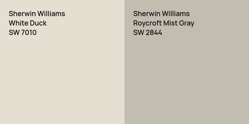 Sherwin Williams White Duck vs. Sherwin Williams Roycroft Mist Gray