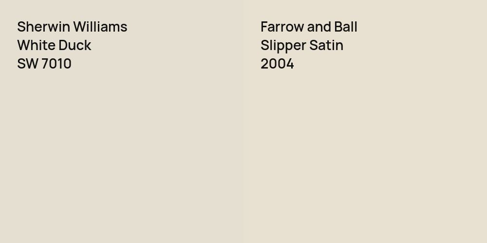 Sherwin Williams White Duck vs. Farrow and Ball Slipper Satin