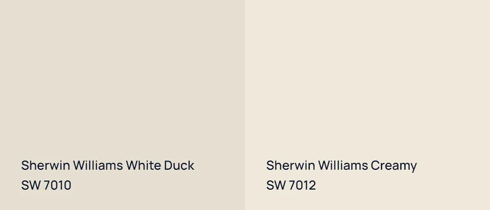 Sherwin Williams White Duck SW 7010 vs Sherwin Williams Creamy SW 7012