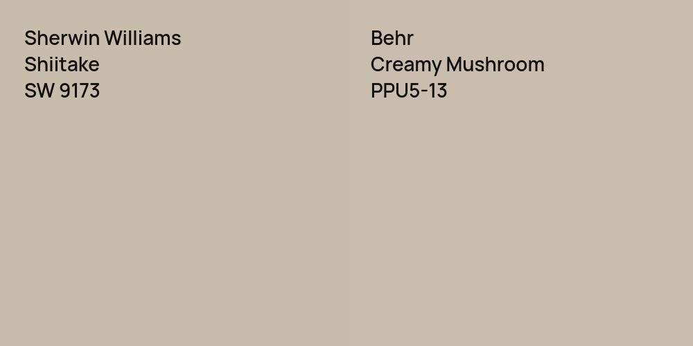 Sherwin Williams Shiitake vs. Behr Creamy Mushroom