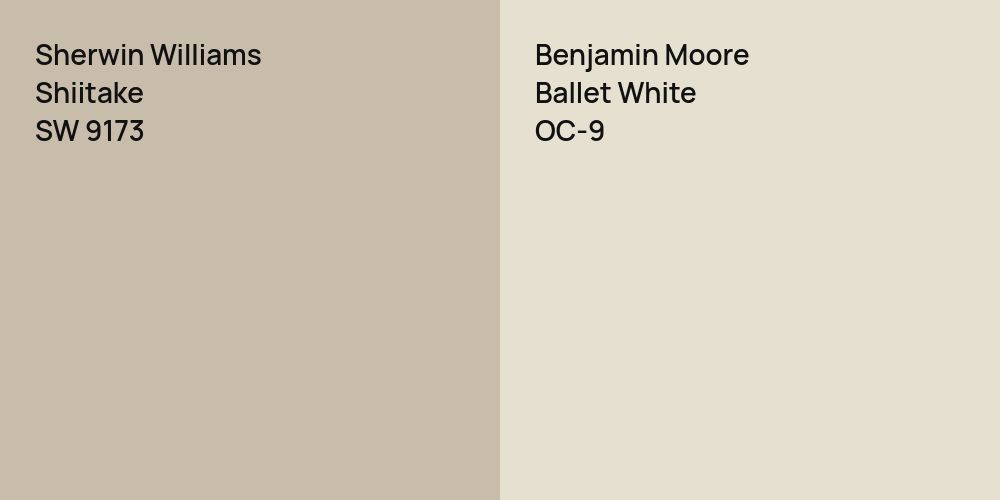 Sherwin Williams Shiitake vs. Benjamin Moore Ballet White