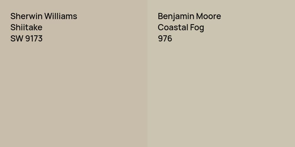 Sherwin Williams Shiitake vs. Benjamin Moore Coastal Fog